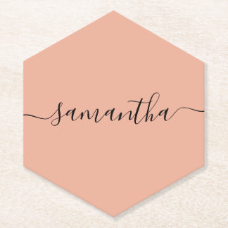 Personalisiert Blush Pink Kalligraphie Name Untersetzer