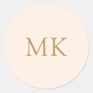 Personalisiert Blush Pink-Monogramm-Initialen Runder Aufkleber