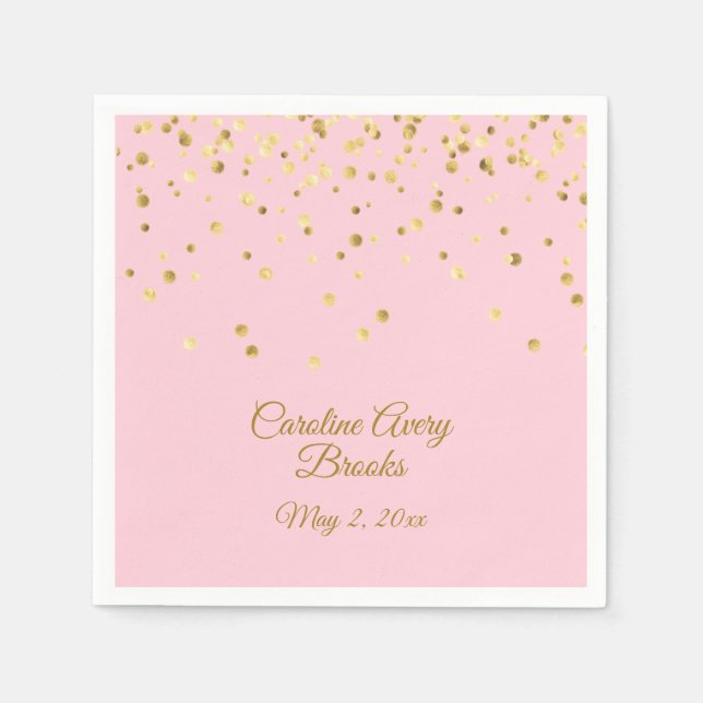 Personalisiert Blush Pink Rose Gold Confetti Serviette (Vorderseite)