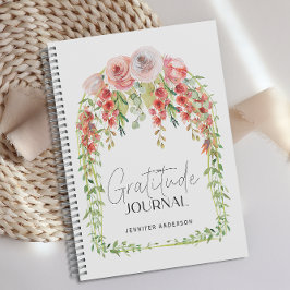 Personalisiert Blush Red Floral Dankbarkeit Journa Notizbuch
