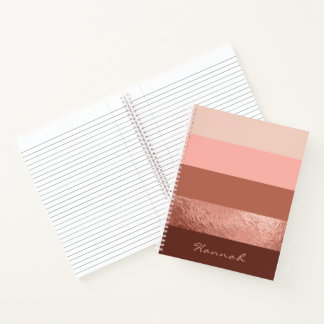 Personalisiert Blush Rose Goldene, schicke Streife Notizbuch