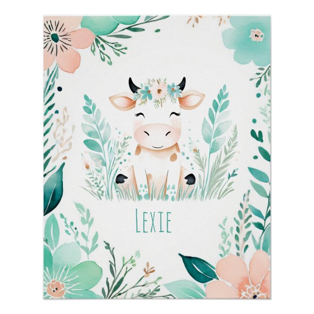 Personalisiert Boho Baby Poster - Calf Design (Vorderseite)