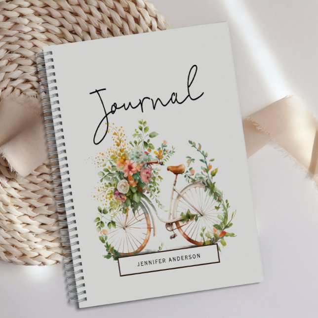 Personalisiert Boho Bicycle Floral Journal Notizbuch (Von Creator hochgeladen)