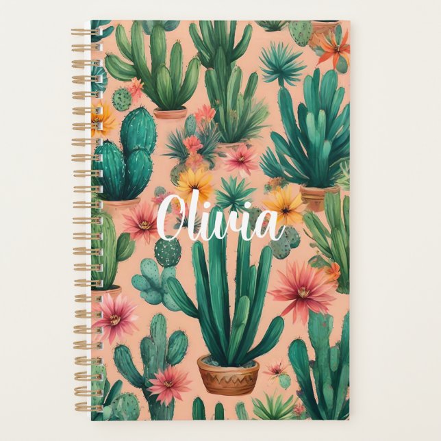 Personalisiert Boho Cactus Art Print Planer (Vorderseite)