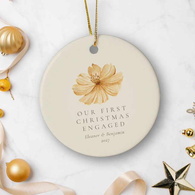 Personalisiert Boho Floral Erster WeihnachtsWeihna Keramik Ornament (Von Creator hochgeladen)