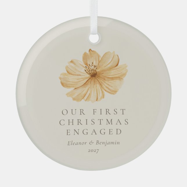 Personalisiert Boho Floral Erster WeihnachtsWeihna Ornament Aus Glas (Vorderseite)
