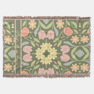 Personalisiert Boho Floral Woven Throw Blanket Decke