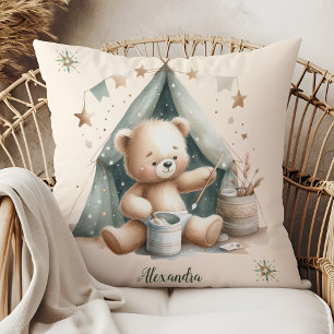 Personalisiert Boho Green Teddy Bear Kissen