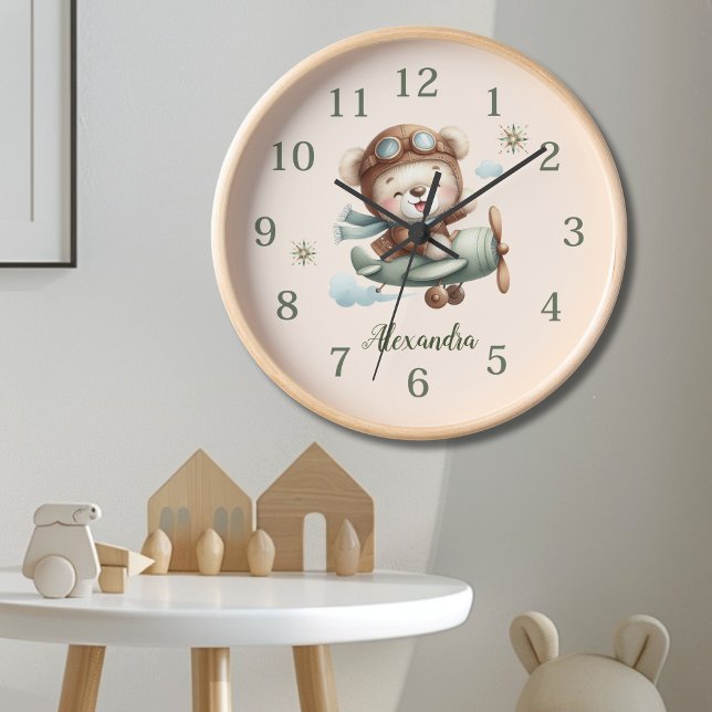 Personalisiert Boho Green Teddy Bear Uhr (Von Creator hochgeladen)