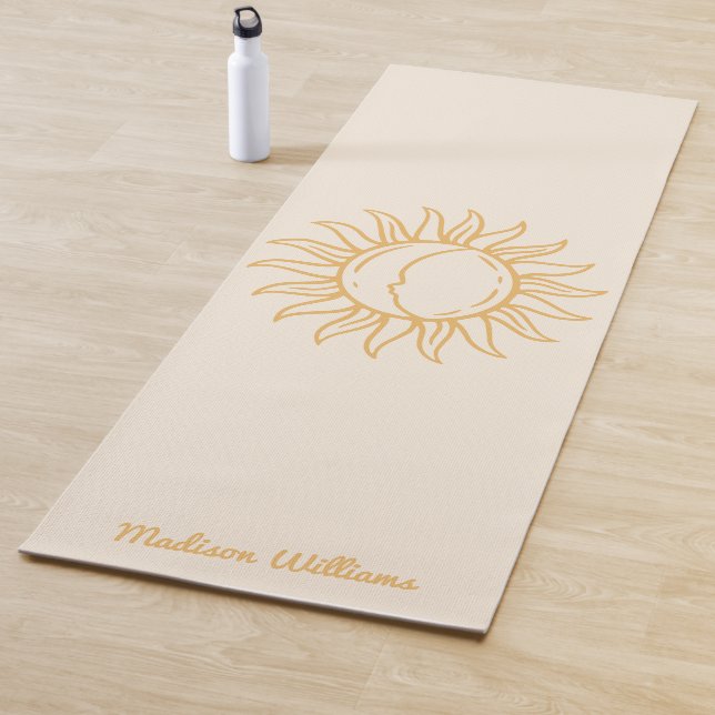 Personalisiert Boho Mystische Gelbe Sonne und Mond Yogamatte (Beispiel)