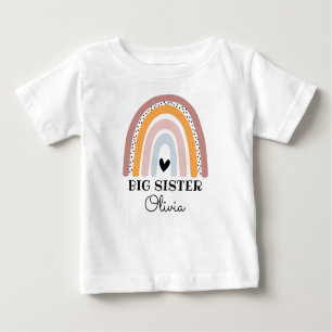Personalisiert Boho Rainbow Big Sister Baby T-shirt