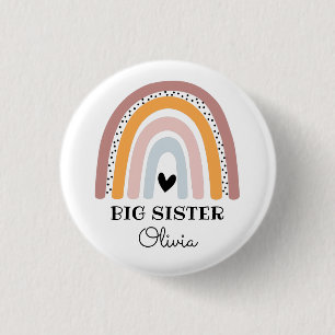 Personalisiert Boho Rainbow Big Sister Button