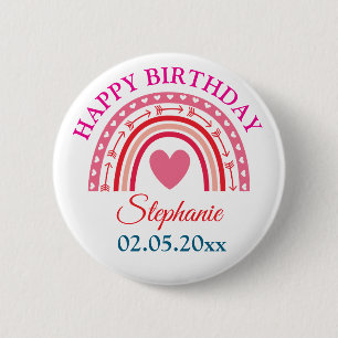 Personalisiert Boho Rainbow Birthday Button