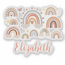 Personalisiert Boho Rainbow Kids Aufkleber