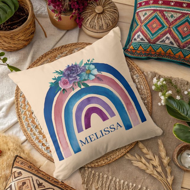 personalisiert Boho Rainbow mit Blume Kissen (Von Creator hochgeladen)