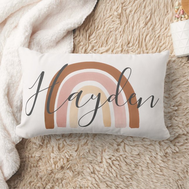Personalisiert Boho Rainbow Name Pillow Lendenkissen (Decke)