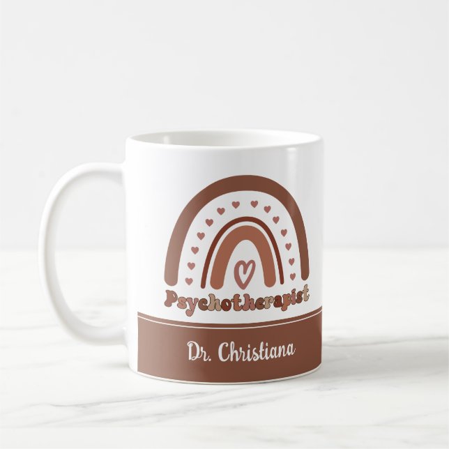 Personalisiert Boho Rainbow Psychotherapeut Kaffeetasse (Links)