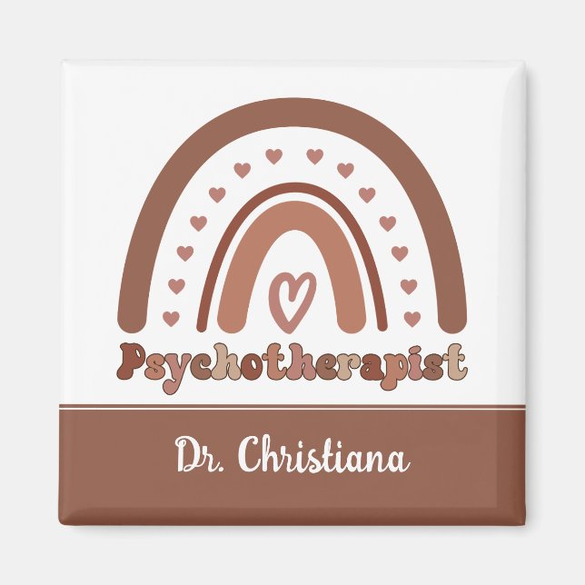 Personalisiert Boho Rainbow Psychotherapeut Magnet (Vorne)