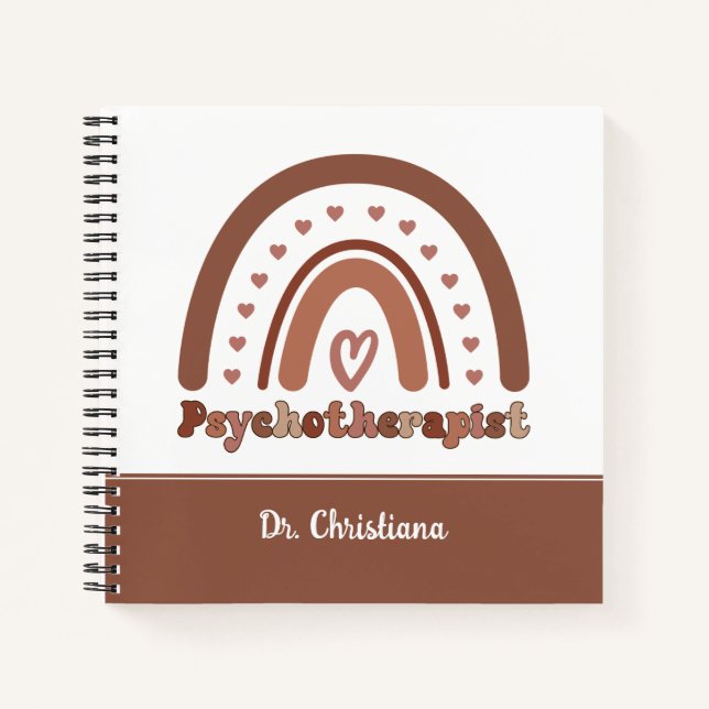 Personalisiert Boho Rainbow Psychotherapeut Notizbuch (Vorderseite)