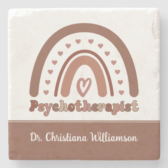 Personalisiert Boho Rainbow Psychotherapeut Steinuntersetzer (Vorderseite)