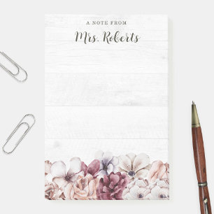 Personalisiert Boho Rustic Floral Teacher Post-it Klebezettel