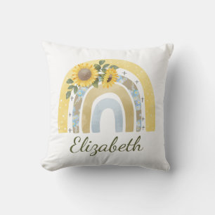Personalisiert Boho Sunflower Rainbow Name Girl Kissen