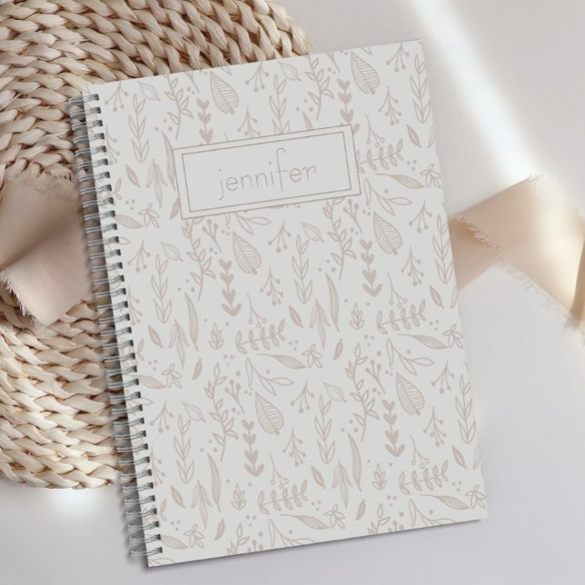 Personalisiert Boho Taupe Fun Niedlich Leaf Journa Notizbuch (Von Creator hochgeladen)