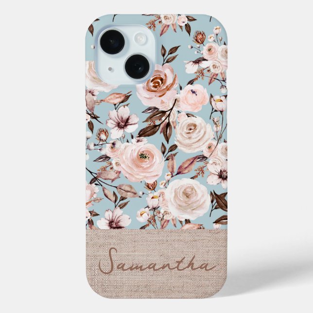 Personalisiert Boho Watercolor Floral Case-Mate iPhone Hülle (Rückseite)