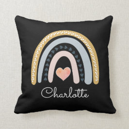 Personalisiert Boho Watercolor Rainbow Black Throw Kissen