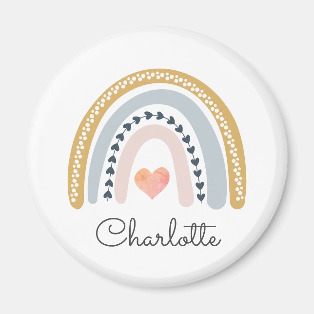 Personalisiert Boho Watercolor Rainbow Magnet (Vorne)