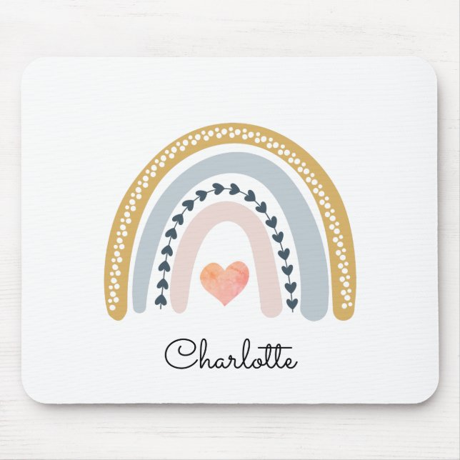 Personalisiert Boho Watercolor Rainbow  Mousepad (Vorne)