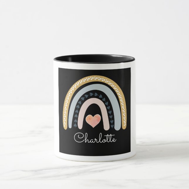 Personalisiert Boho Watercolor Rainbow Tasse (Zentrum)