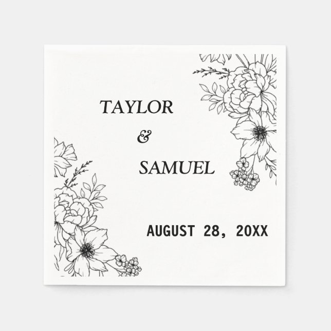 Personalisiert Boho Wedding Cocktail Paper Serviette (Vorderseite)