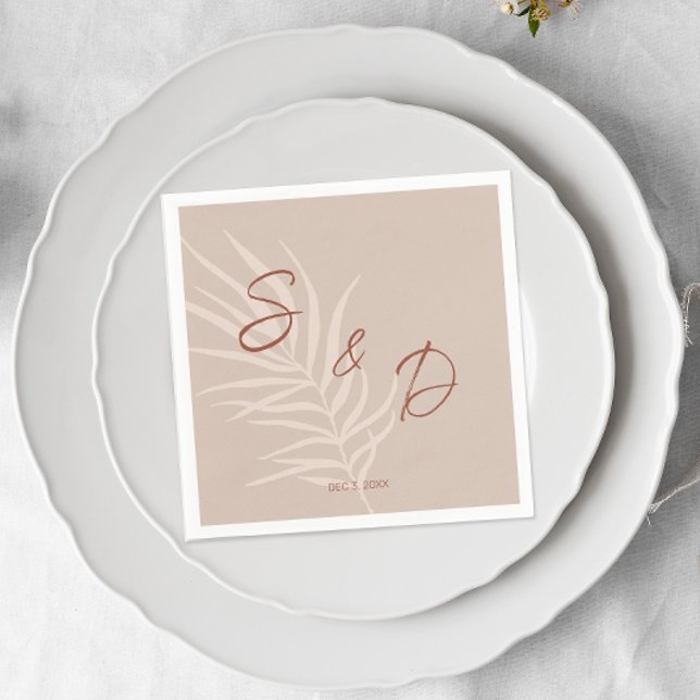Personalisiert Boho Wedding Serviette (Monogrammed Boho Terracotta Napkins)