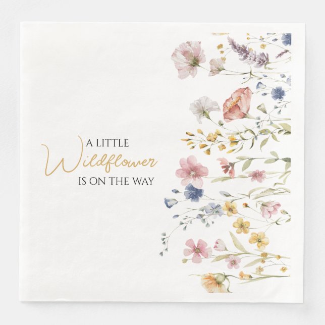 Personalisiert Boho Wildblume Babydusche Serviette (Vorderseite)