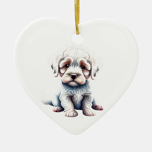 Personalisiert Bolognese Puppy Keramik Ornament (Vorne)