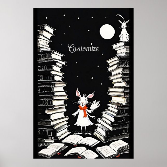 Personalisiert Book Bunny Poster (Vorne)