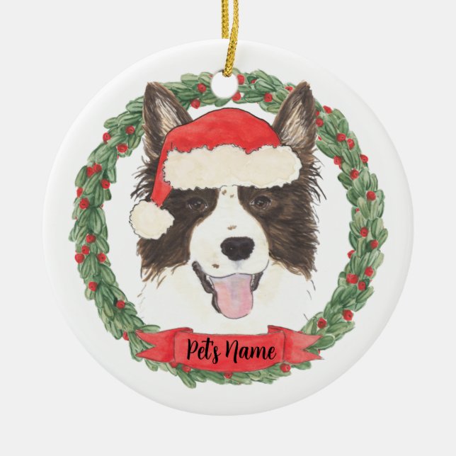 Personalisiert Border Collie Weihnachten Keramik Ornament (Vorne)