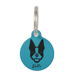 Personalisiert Boston Terrier Round Pet Tag Haustiermarke
