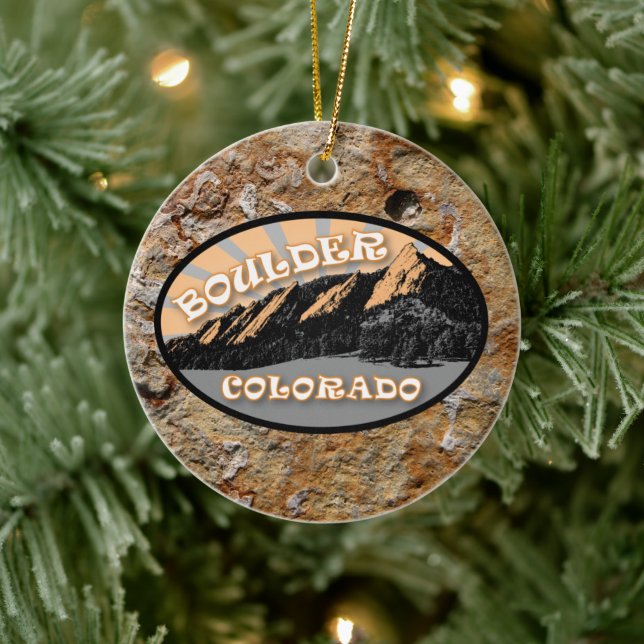 Personalisiert Boulder Colorado Flatirons Weihnach Keramik Ornament (Baum)