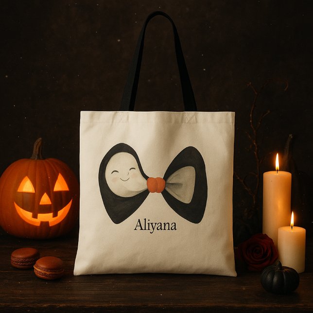 Personalisiert Bow Niedlich Boo Ghost Halloween Tragetasche (Von Creator hochgeladen)