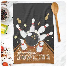 Personalisiert Bowler Strike Bowling Lanes Ball Bu Geschirrtuch