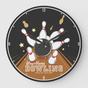 Personalisiert Bowler Strike Bowling Lanes Ball Bu Große Wanduhr