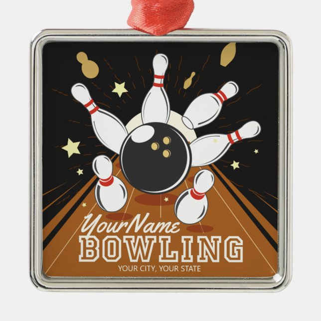 Personalisiert Bowler Strike Bowling Lanes Ball Bu Ornament Aus Metall (Vorne)
