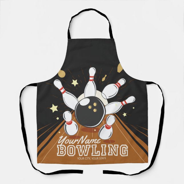 Personalisiert Bowler Strike Bowling Lanes Ball Bu Schürze (Vorderseite)