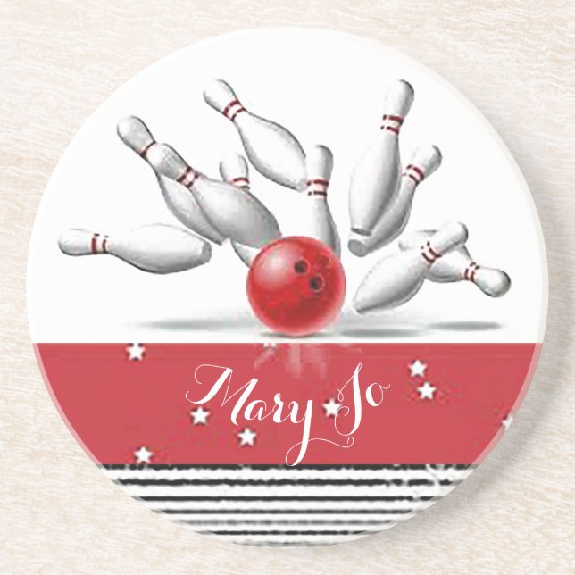 Personalisiert Bowlers Sandstone-Untersetzer Getränkeuntersetzer (Vorne)