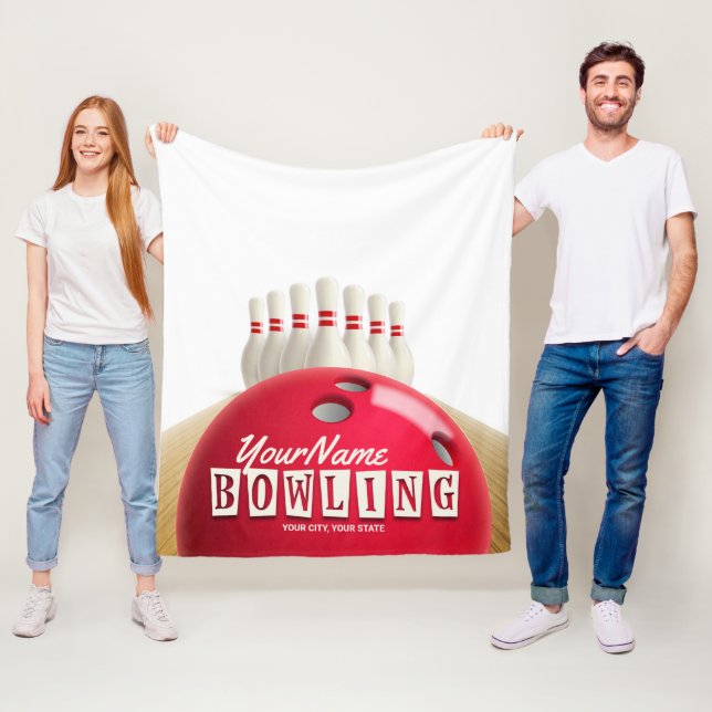 Personalisiert Bowling Ball Lanes Buttone Retro Le Fleecedecke (Beispiel)