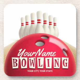 Personalisiert Bowling Ball Lanes Buttone Retro Le Getränkeuntersetzer