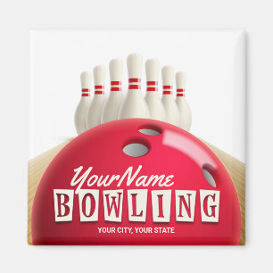 Personalisiert Bowling Ball Lanes Buttone Retro Le Magnet