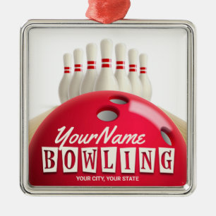 Personalisiert Bowling Ball Lanes Buttone Retro Le Ornament Aus Metall